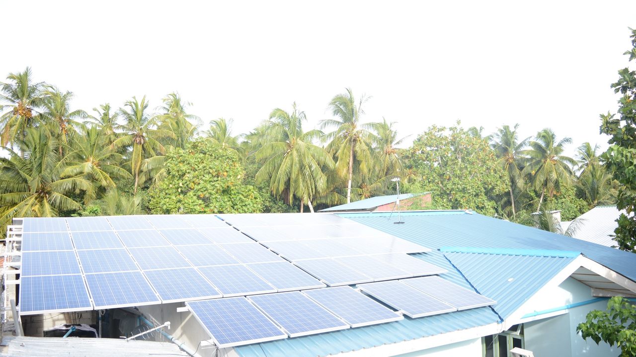 Rooftop solar array installed in the Maldives